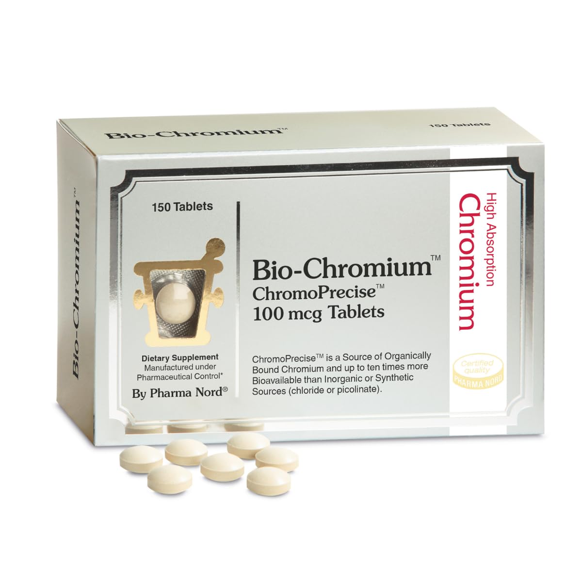 Pharma Nord Bio-Chromium – Metabolism & Craving Support, Patented Formula for 10x Higher Absorption Organic Chromium Supplement, Non-GMO, Gluten-Free, 150 Tablets