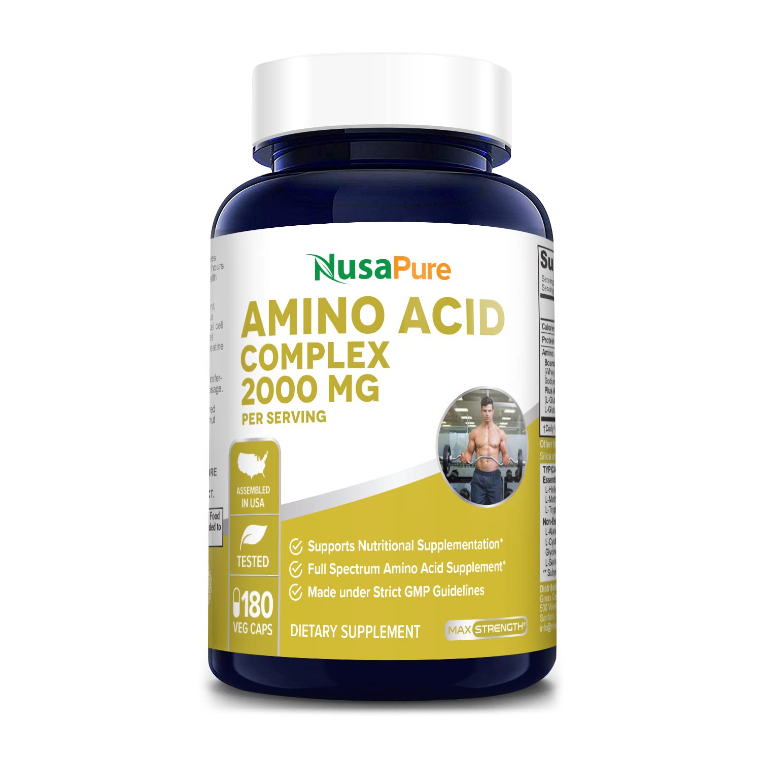 NusaPure Amino Acid Complex Blend 2000 mg Capsule, 180 Count