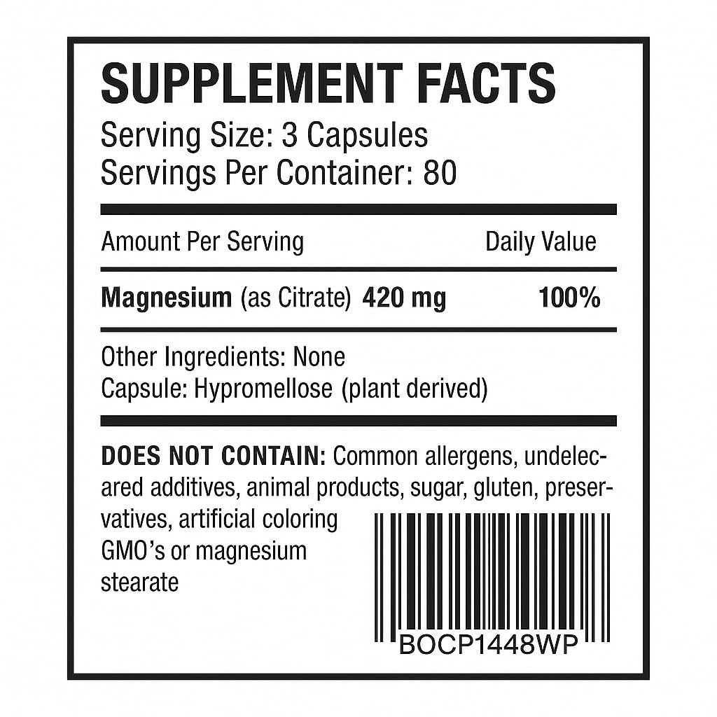 Vita4Life Magnesium Citrate High Absorption Capsule 240 Count