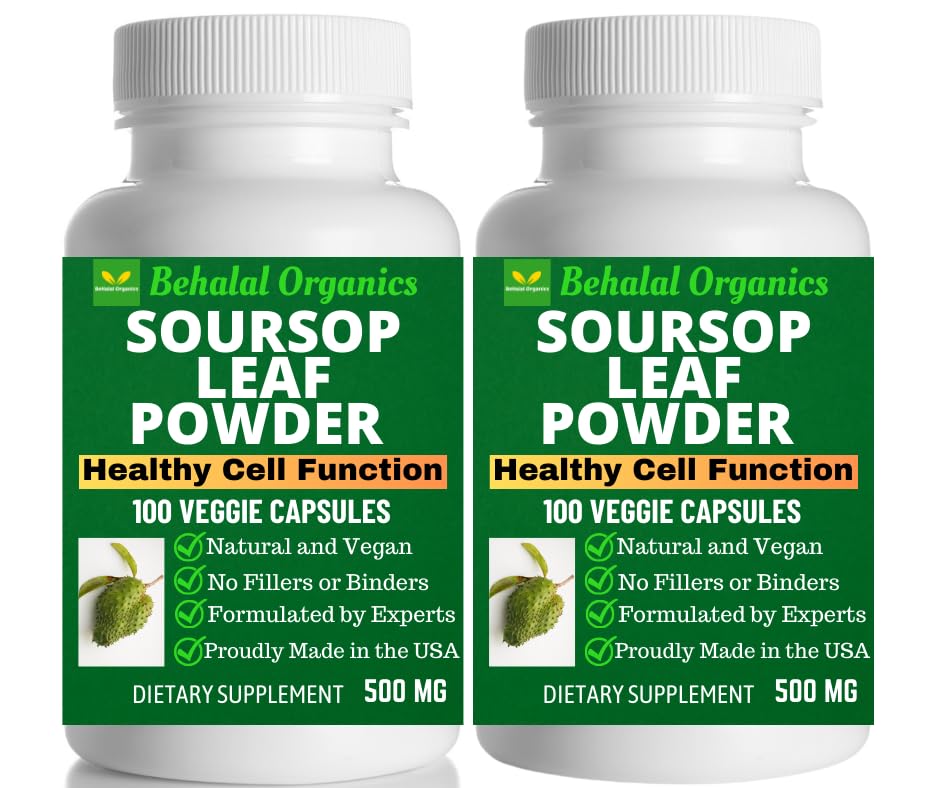 Behalal Organics Soursop Graviola Capsules 500mg, 100 Capsules