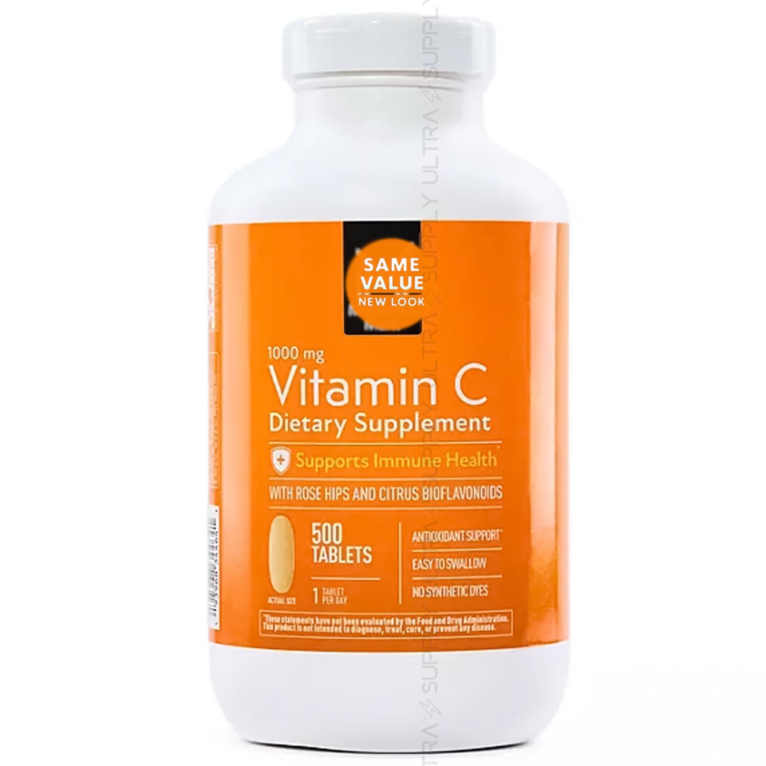 Generic Members Mark Vitamin C 1000mg with Rose Hips & Citrus Bioflavonoids – Vegan Tablets, Gluten Free, 500 Tablets