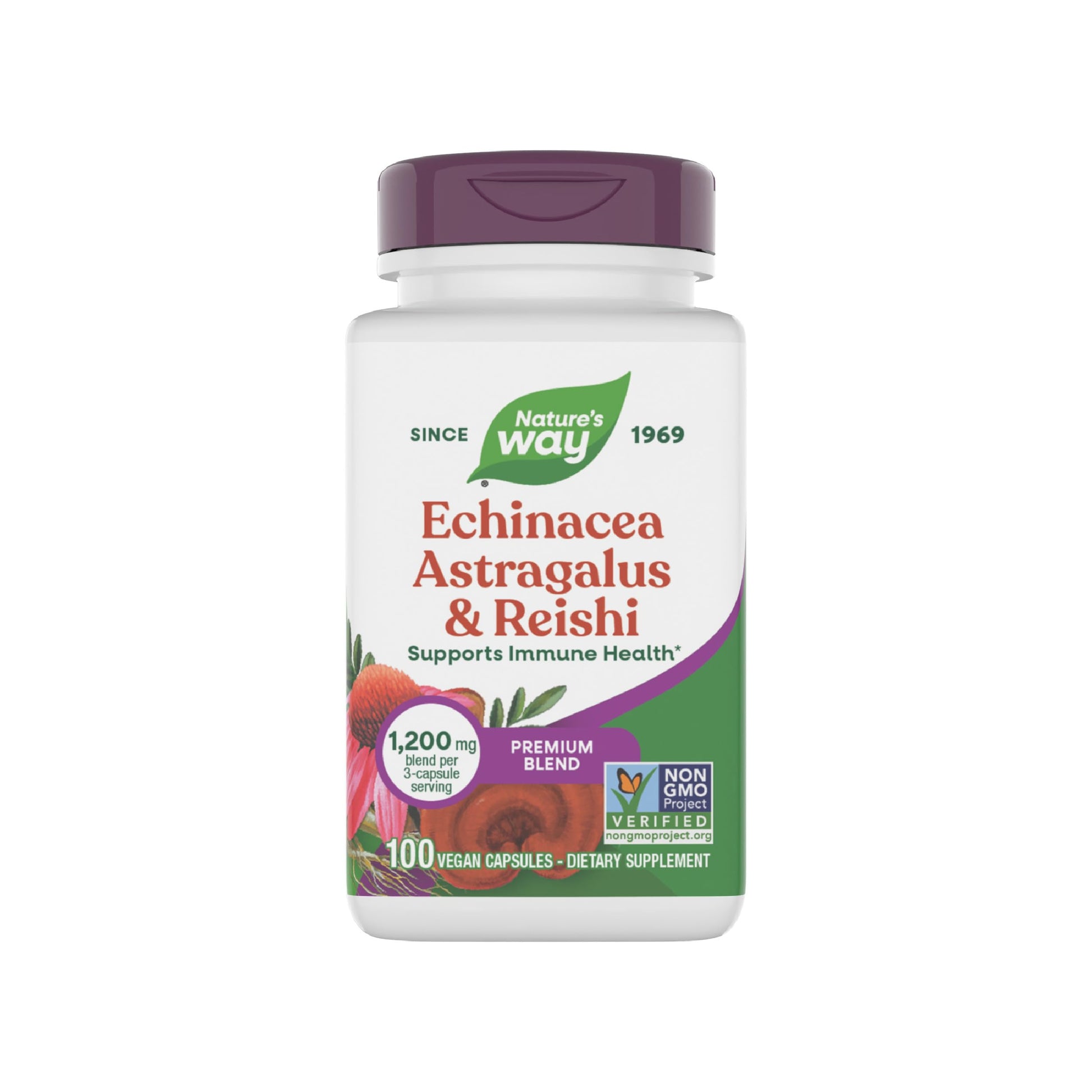 Nature's Way Echinacea, Astragalus & Reishi Immune Blend 100 Capsules