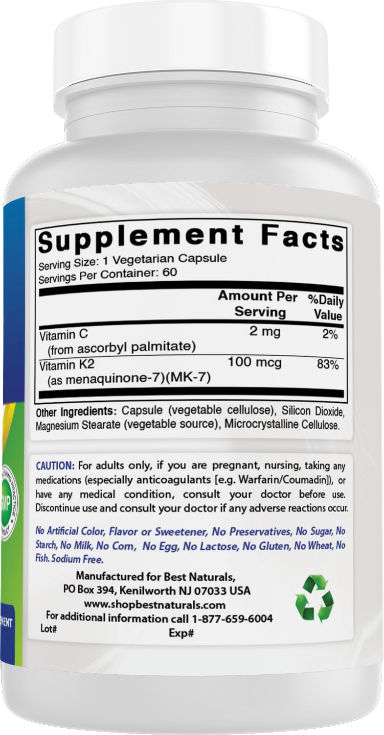Best Naturals MK-7 100 mcg Capsule, 60 Capsules