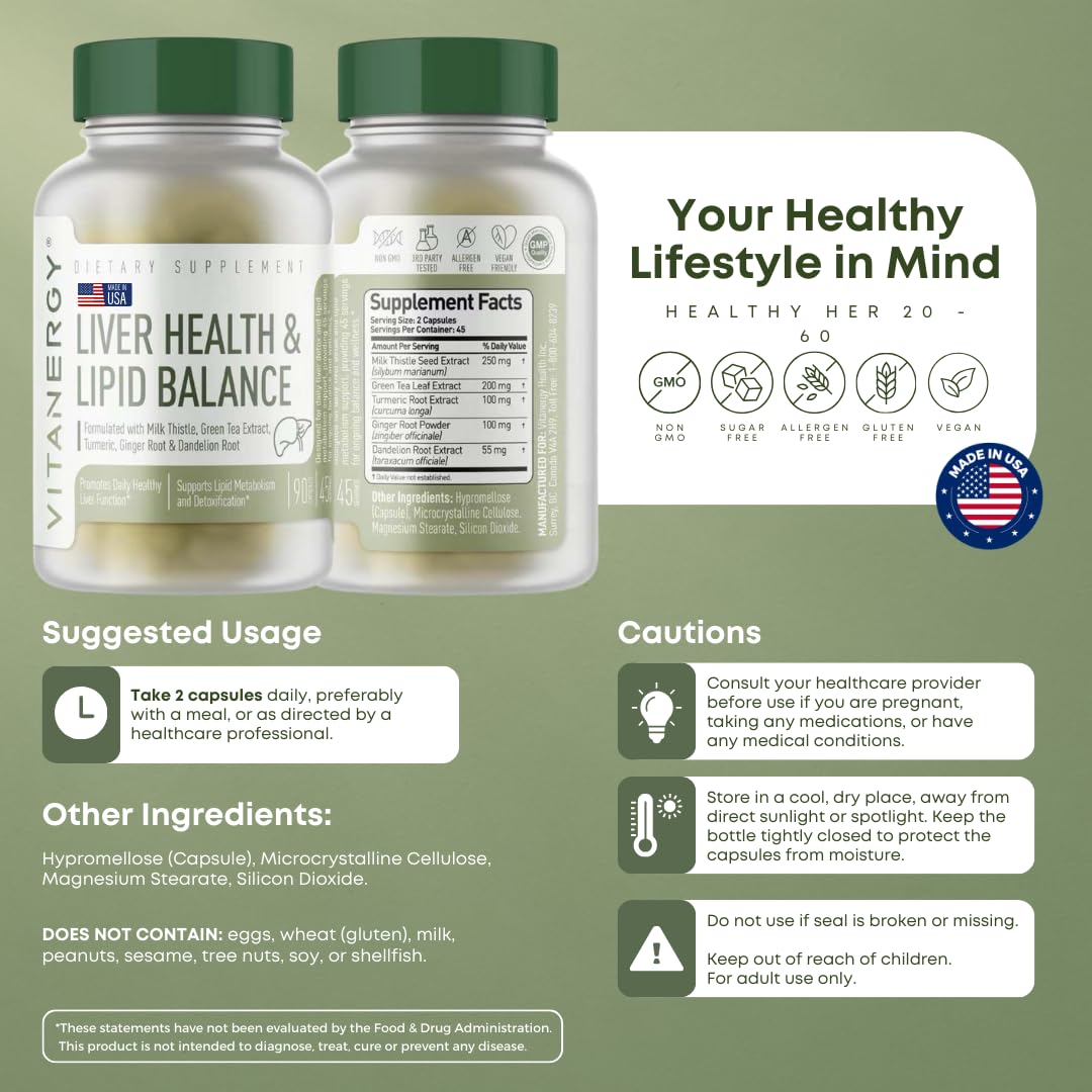 Vitanergy Liver Health & Lipid Balance Capsules, 90 Count