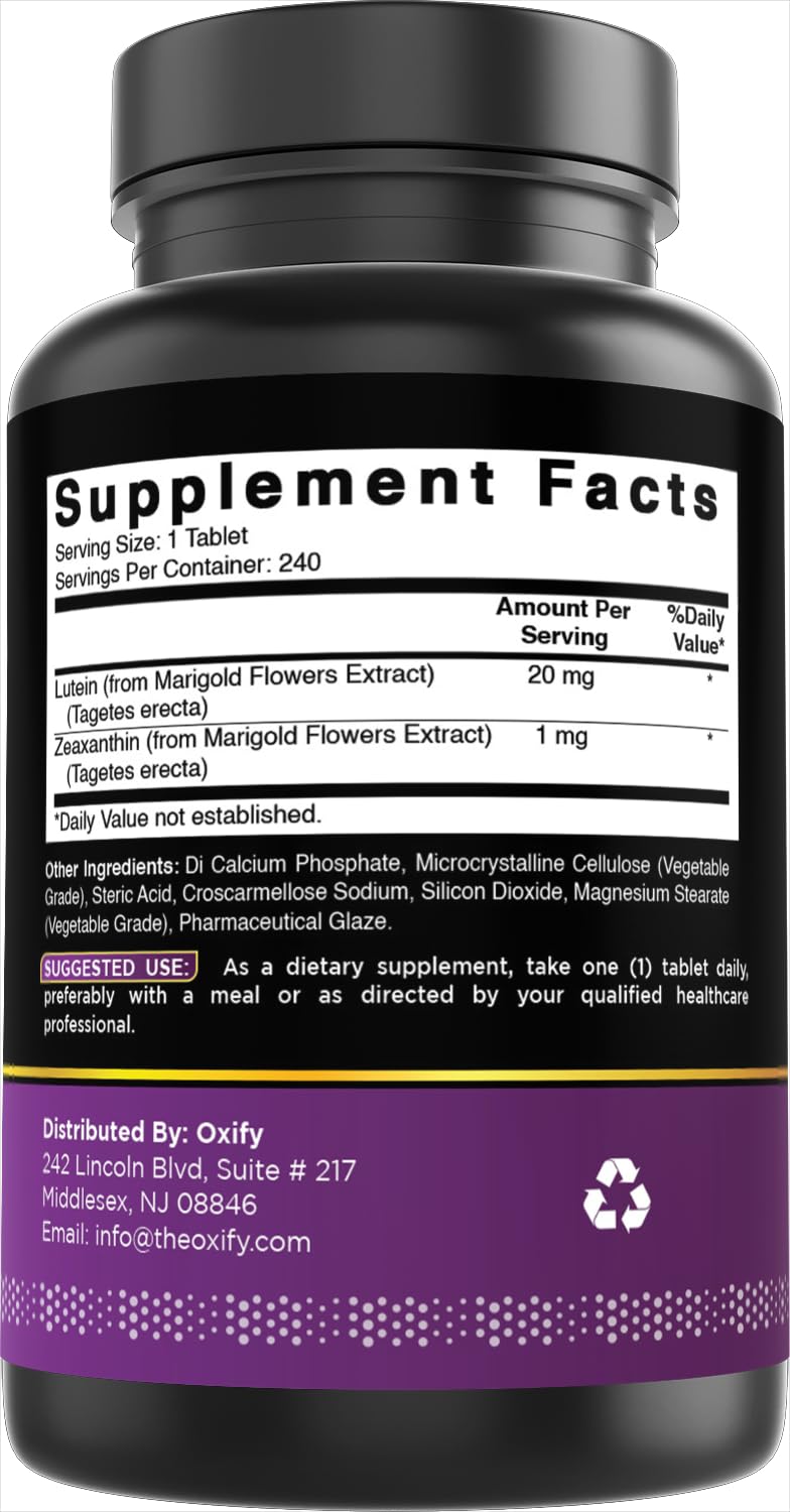 Oxify Lutein 20 mg, 240 Tablets