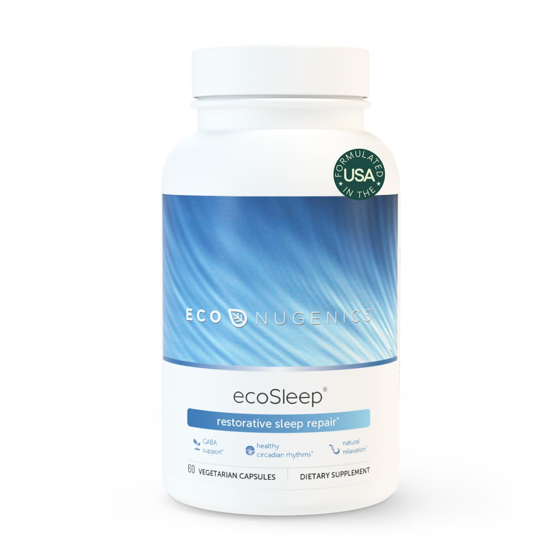 EcoNugenics ecoSleep Sleep Aid with GABA Support Blend, Magnesium, L-Theanine, Niacin – 60 Capsules
