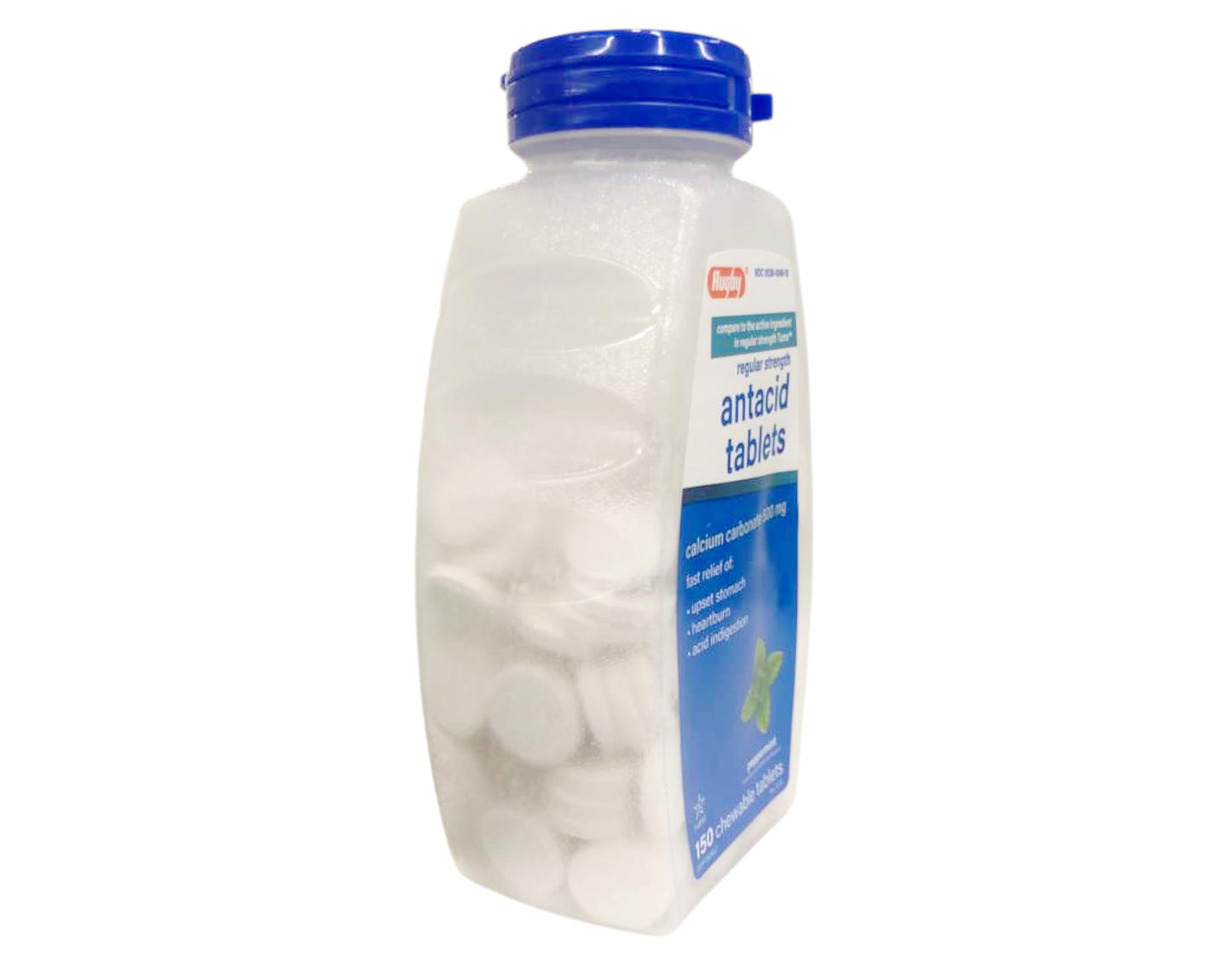 Rugby Laboratories Calcium Carbonate 500mg Antacid Tablets Peppermint Regular Strength, 900 Tablets