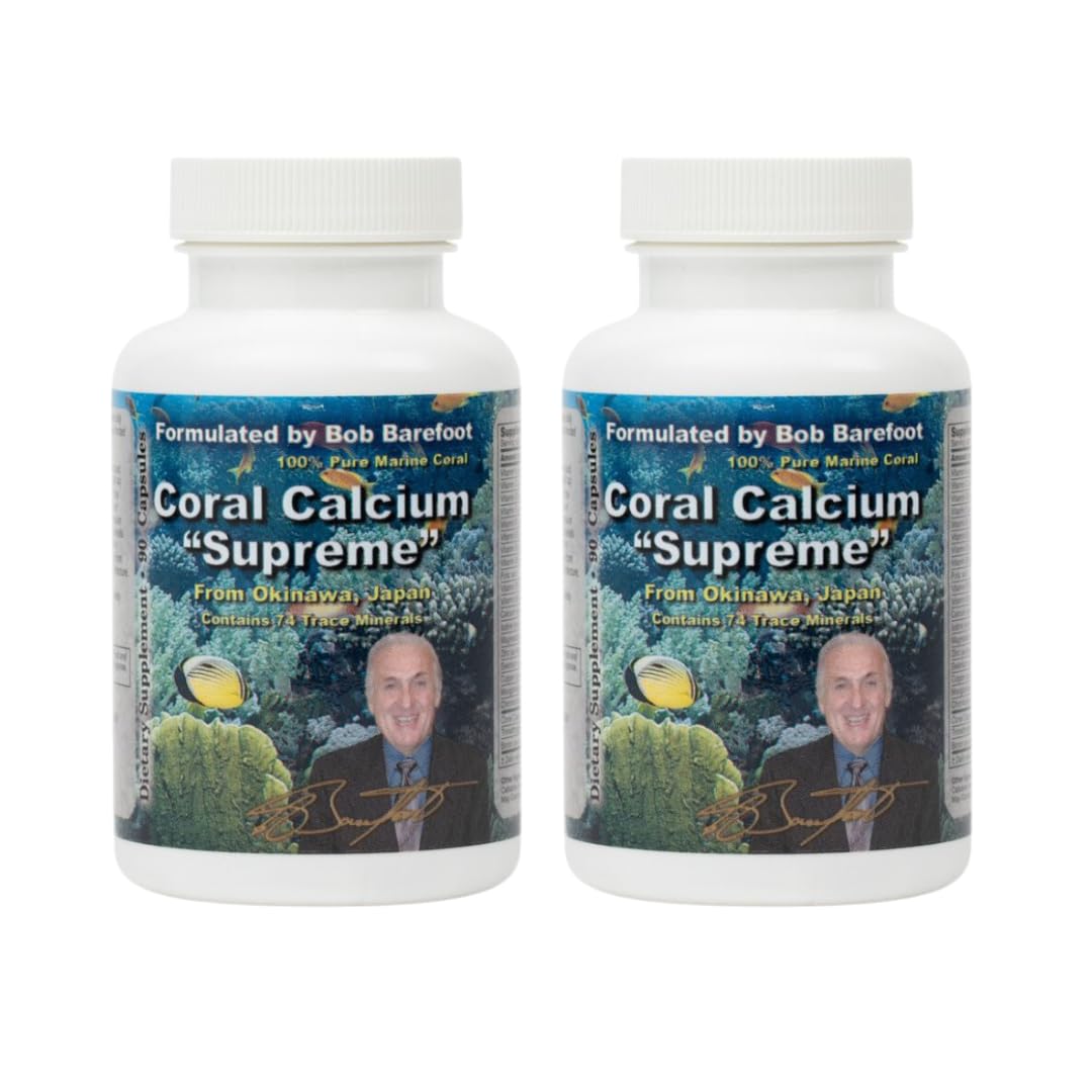 BOB'S BEST Coral Calcium Supreme I 100% Pure Marine Coral, 74 Trace Minerals I 90 Capsules (Pack of 2)