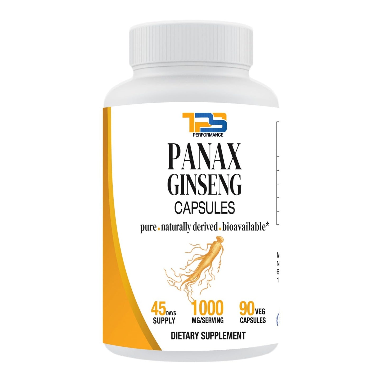 TPS PERFORMANCE Panax Ginseng Extra Strength 1000mg per Serving Veg Capsules 90 Count