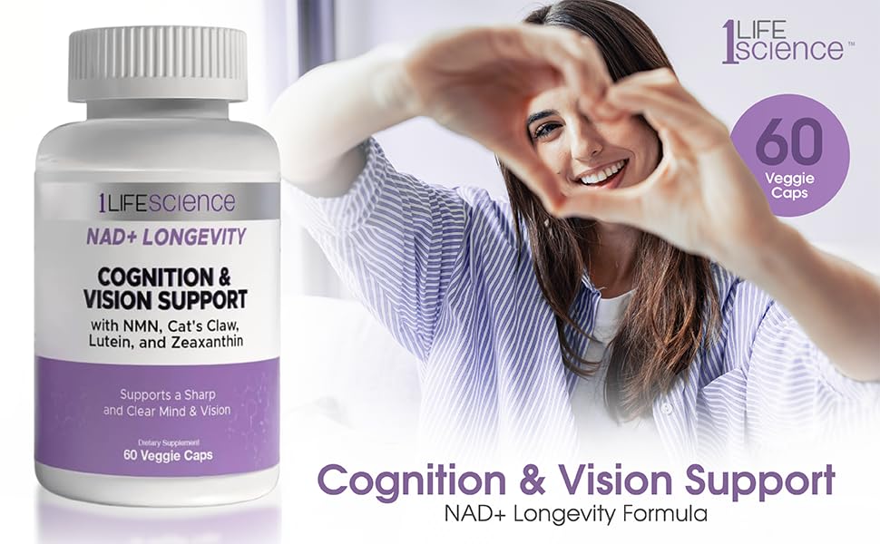 1LifeScience Cognition & Vision Support Supplement NAD+ Support Formula 60 Capsules