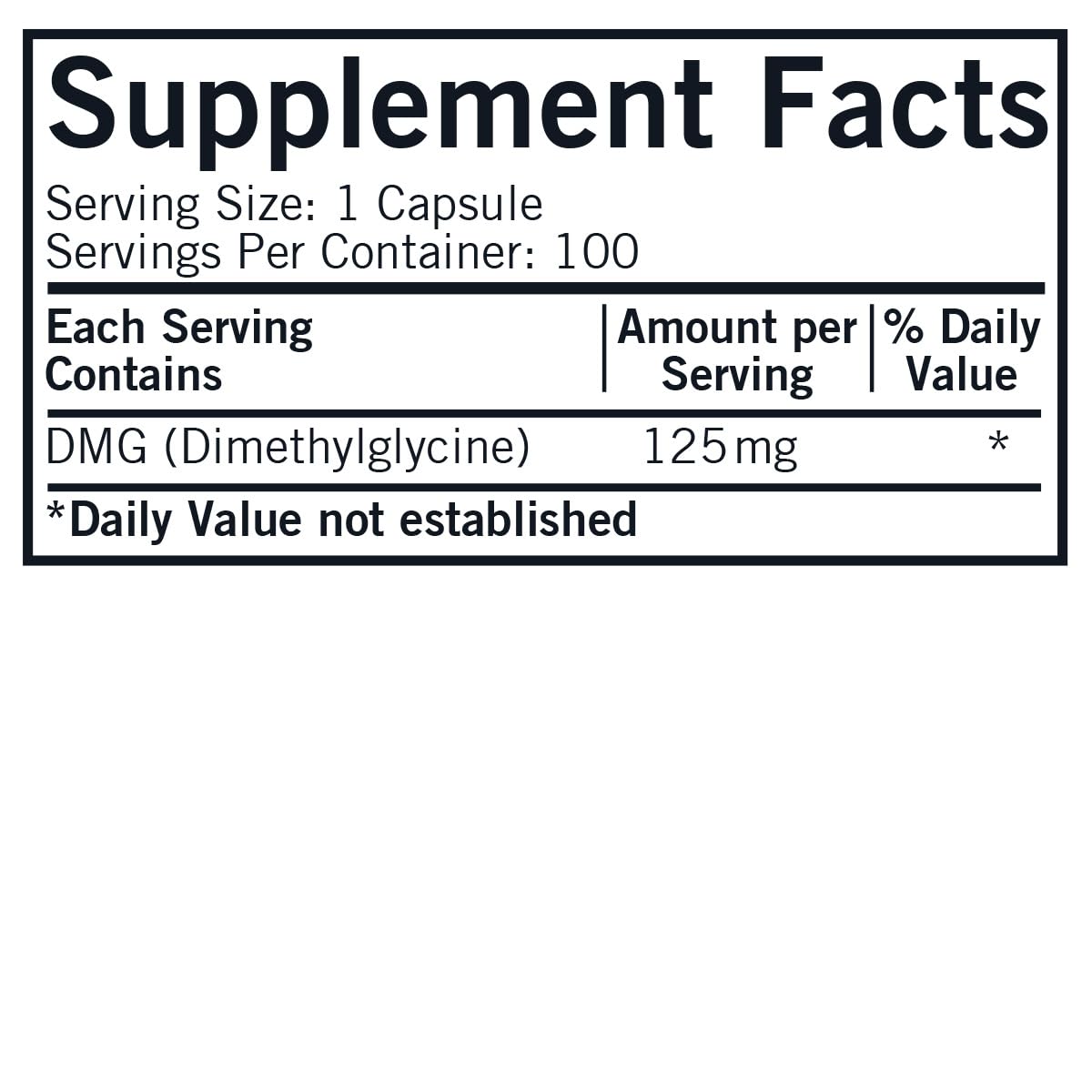 Kirkman DMG (Dimethylglycine), 125 mg Capsules, 100 Capsules