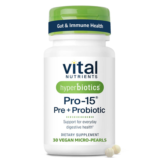 Hyperbiotics Vital Nutrients Pro-15 Prebiotics + Probiotics for Women and Men Tablets, 30 Count