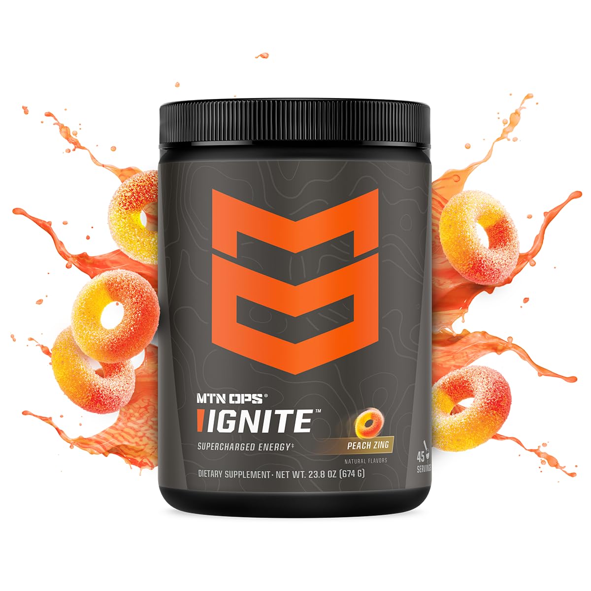 MTN OPS Ignite Peach Zing + Hydrate Mango Peach Powder 28.4