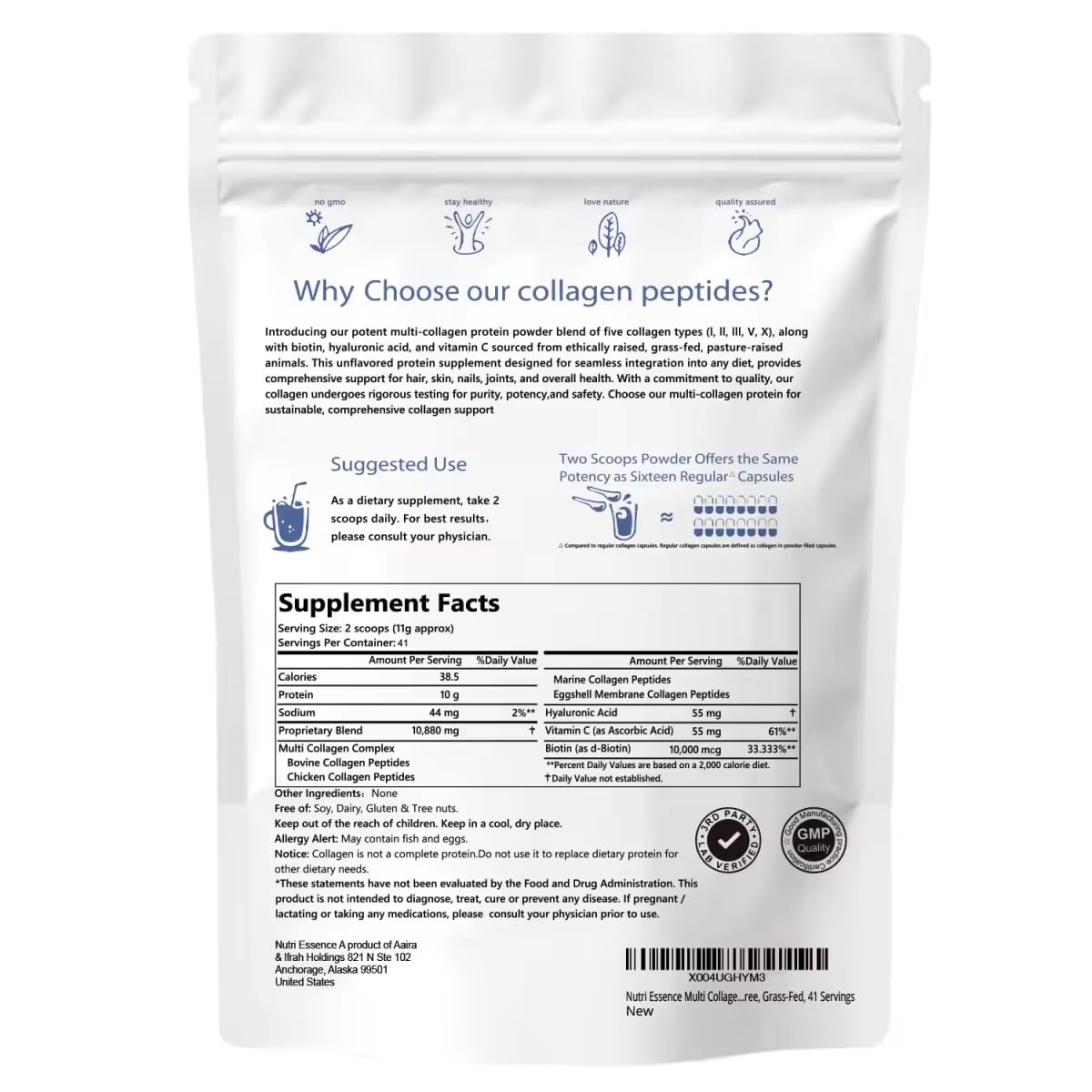 Nutri Essence Multi Collagen Peptides Powder, 1 Pack