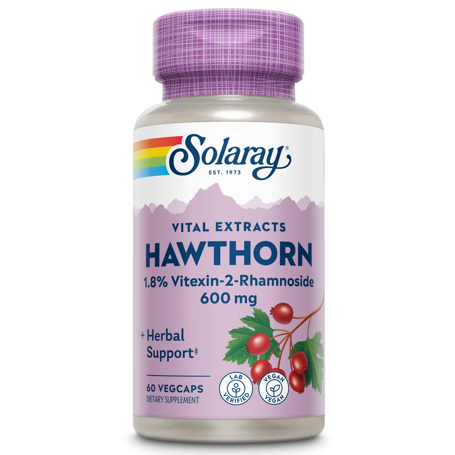 SOLARAY Hawthorn Two Daily Supplement 600mg Capsule 60 Count