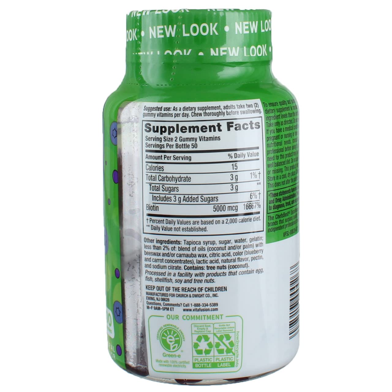Vitafusion Biotin Gummies Extra Strength 5000 mcg, 100 Gummies