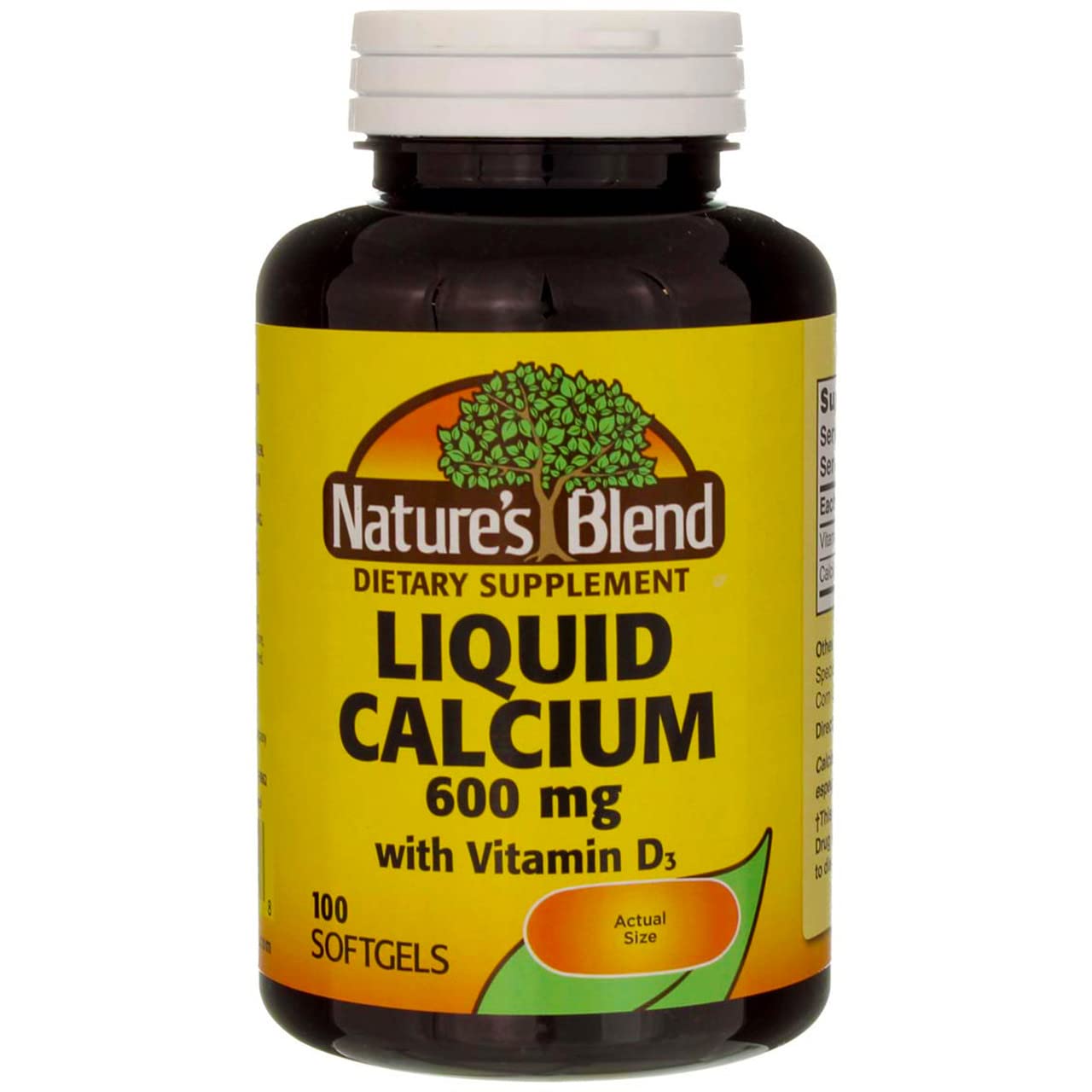 Nature's Blend Liquid Calcium 600mg with D-3 Softgels, 2-Pack