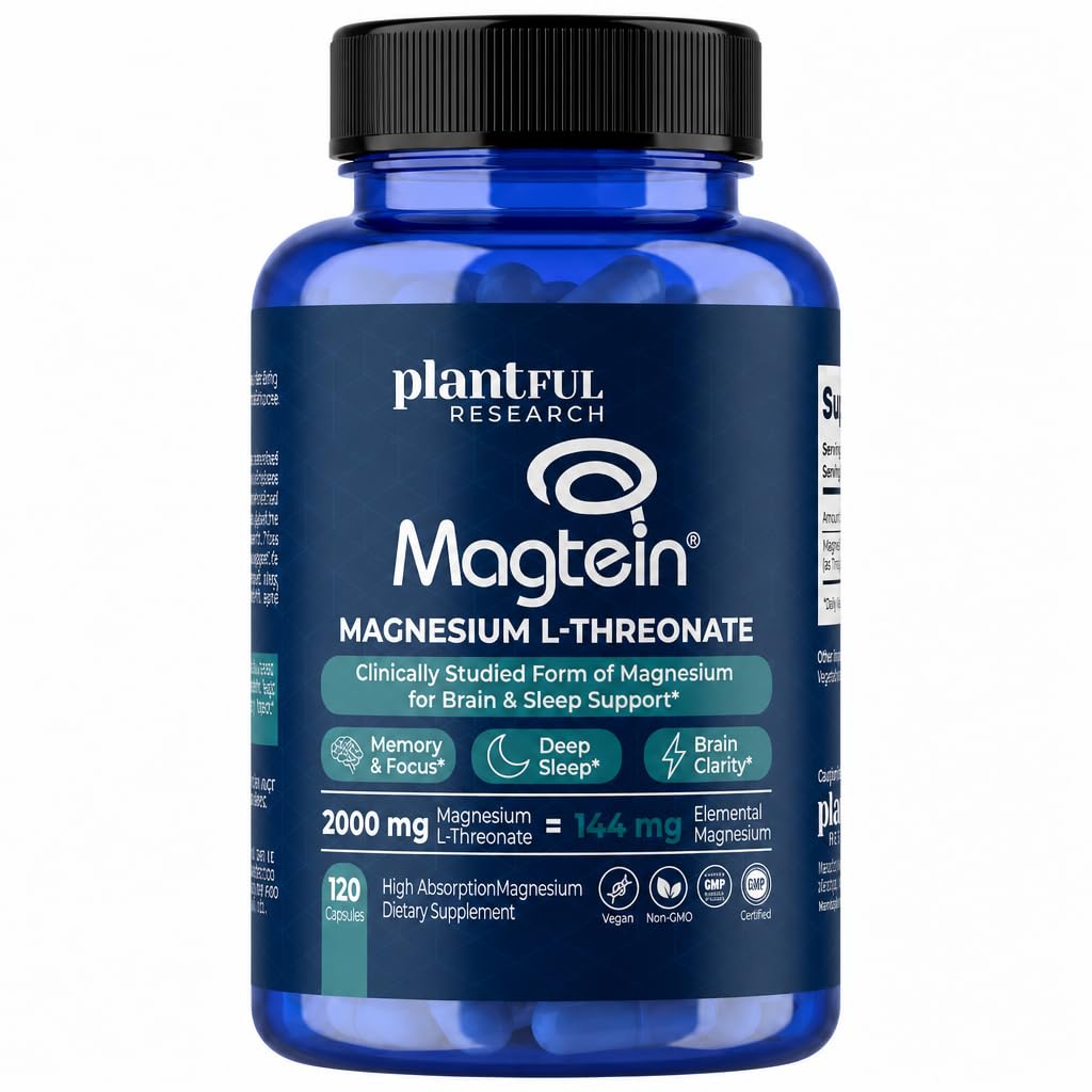 Plantful Research Magnesium L-Threonate Supplement 2000mg per Serving, 120 Capsules