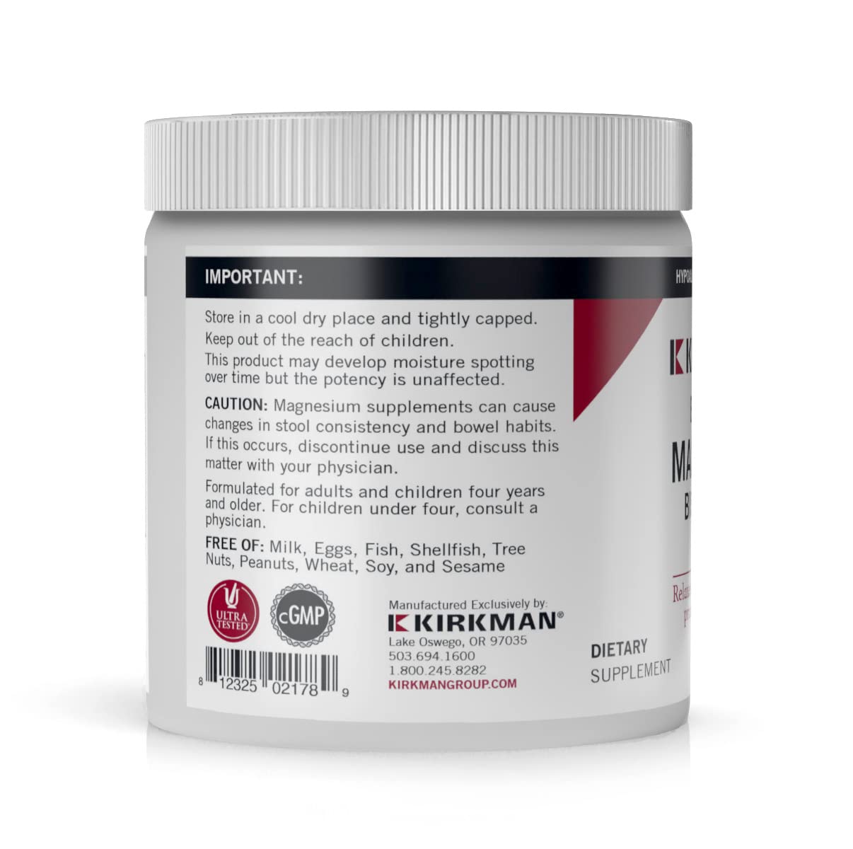 Kirkman Buffered Magnesium Bisglycinate Powder, 4 oz
