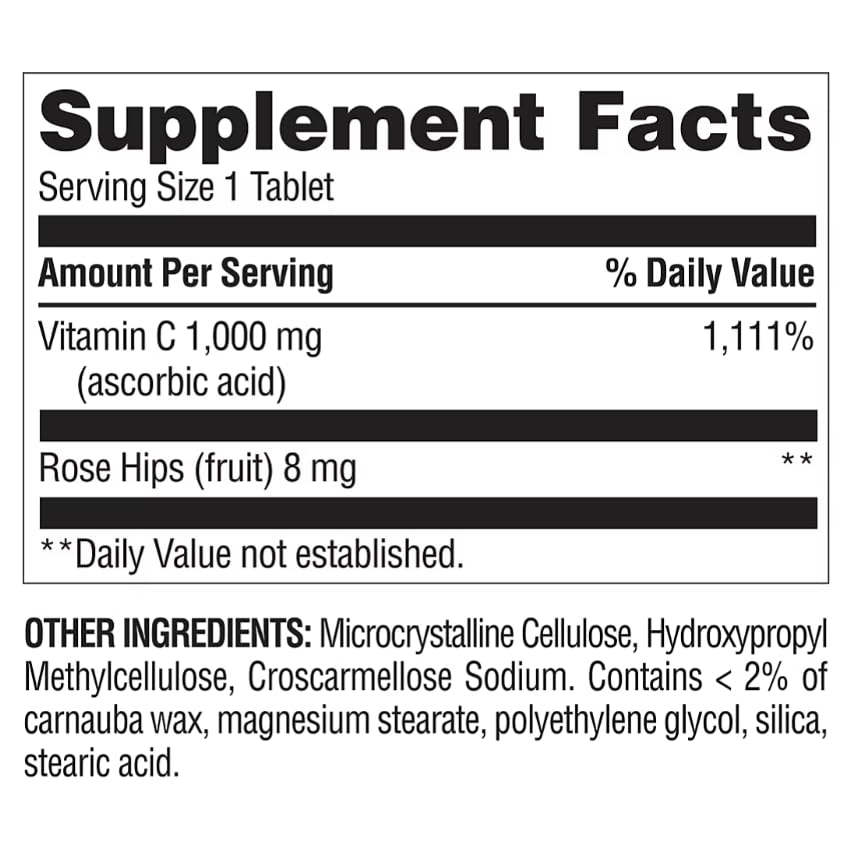 Berkley Jensen 1000mg Vitamin C Supplement with Rose Hips, 500 Tablets
