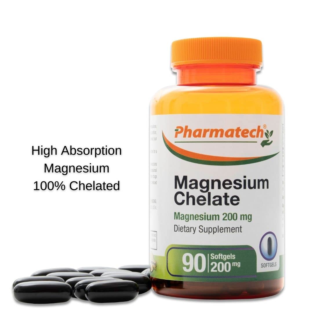 PHARMATECH Magnesium Glycinate Chelate 200 mg Softgels, 90 Count