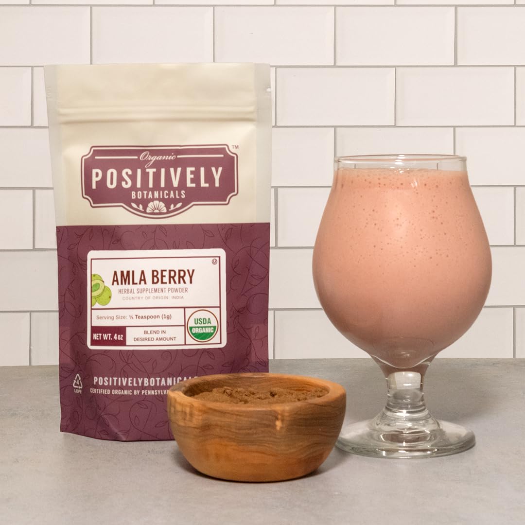 Organic Positively Tea Company Amla Berry Powder, 4 Ounce