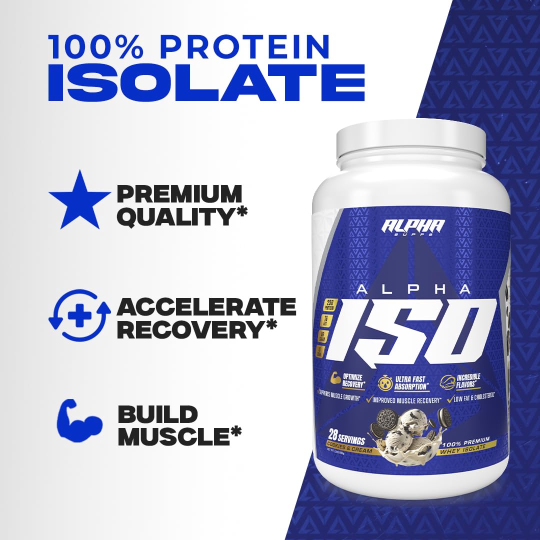 Alpha Supps ISO Low Carb 100% Whey Protein Isolate Powder, 32 Servings