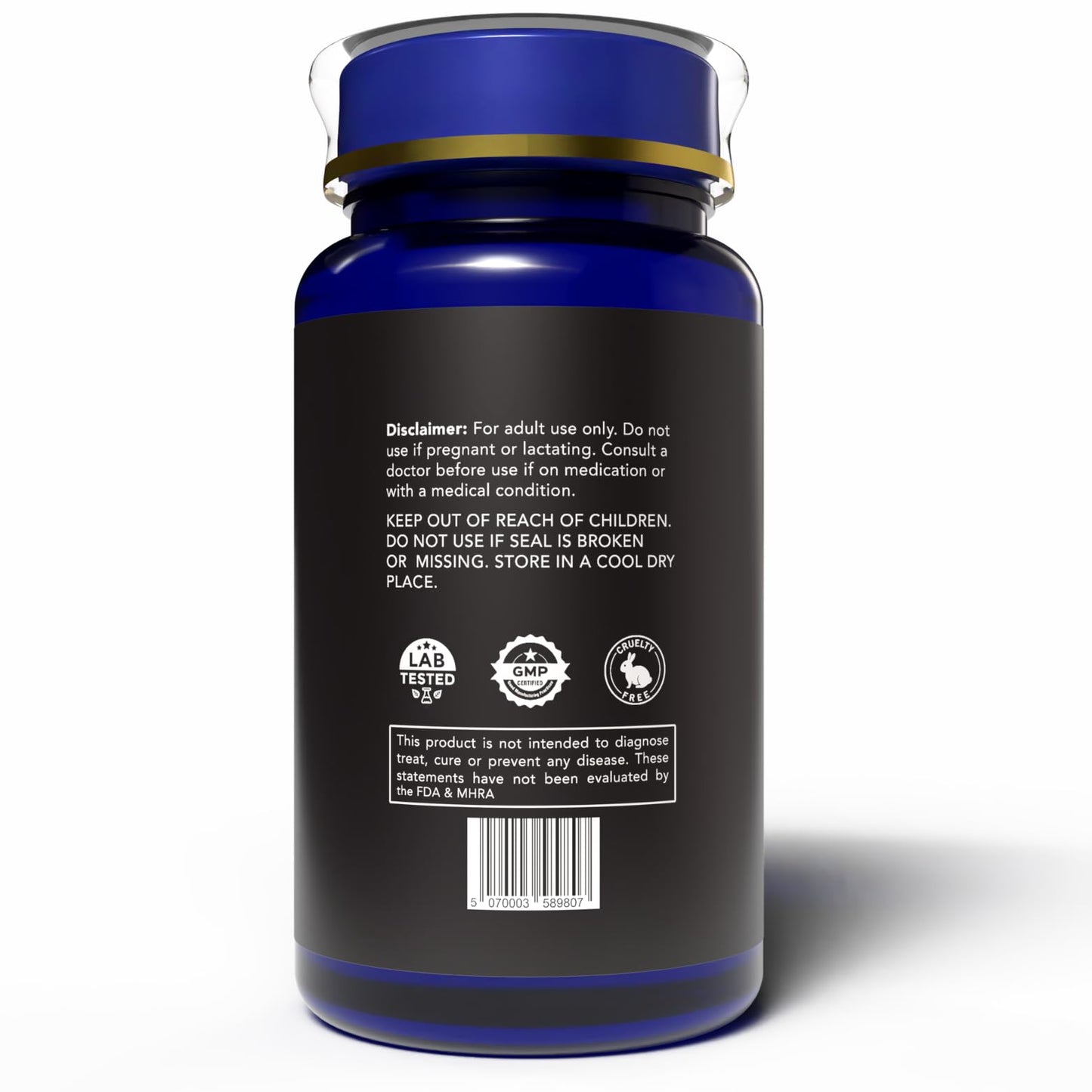 Lucid Blu Methylene Blue Capsules (USP) 10mg with Added Vitamin C, 99.99% Purity, Vegan, Halal, Kosher, 60 Capsules