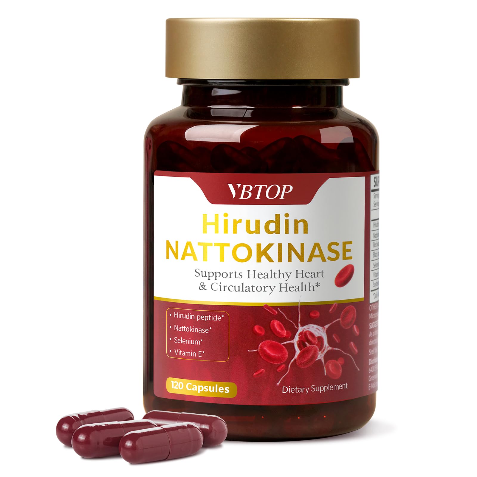 VBTOP Hirudin Peptide Nattokinase Capsule, 120 Capsules