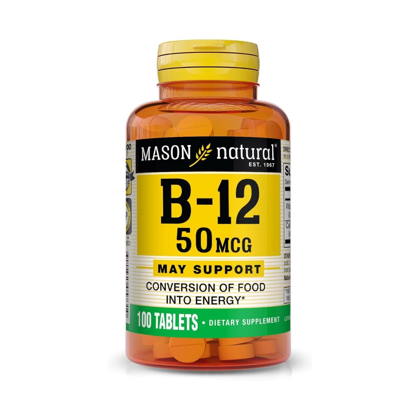 Mason Natural Vitamin B12 50 mcg with Calcium Tablets, 100 Count