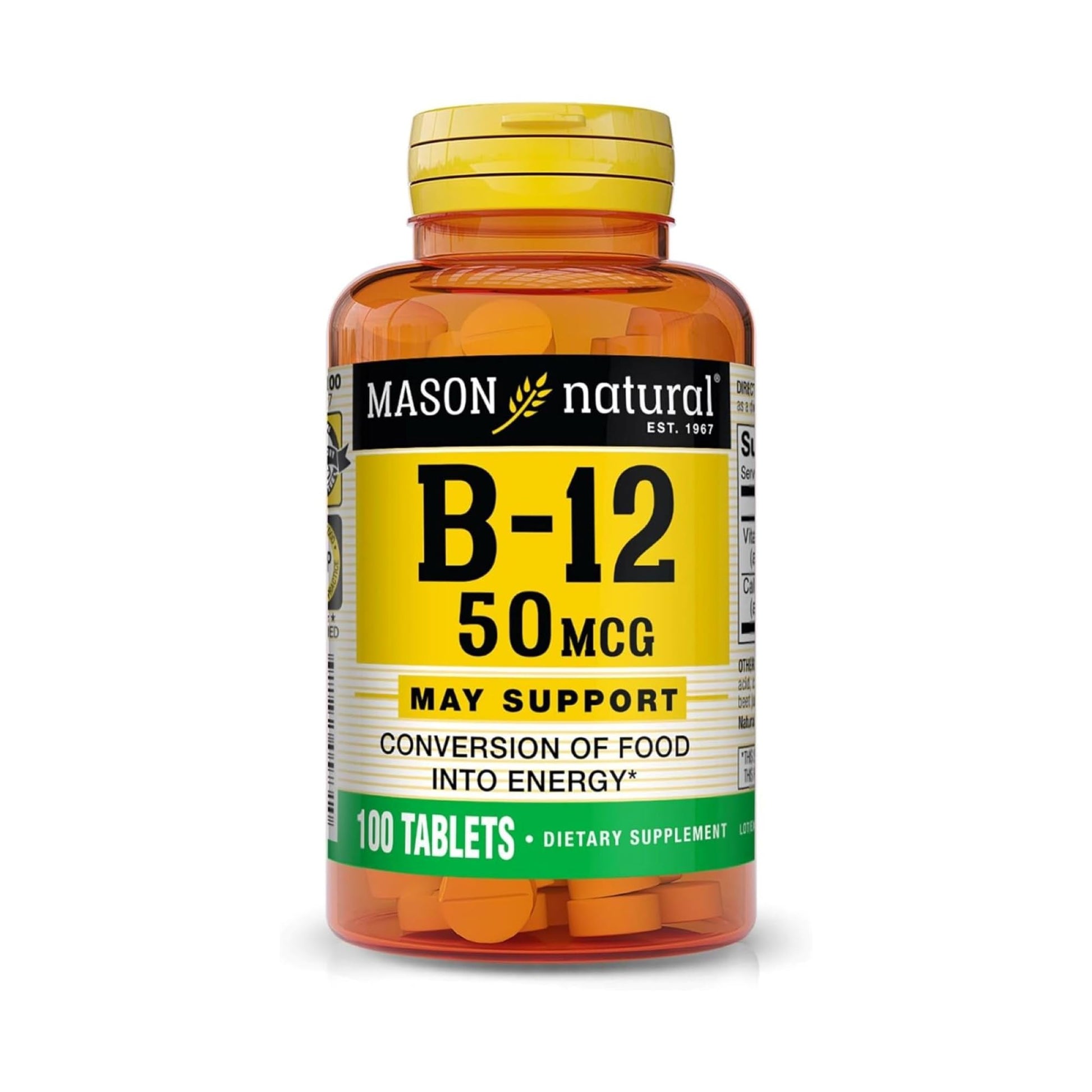 Mason Natural Vitamin B12 50 mcg with Calcium Tablets, 100 Count