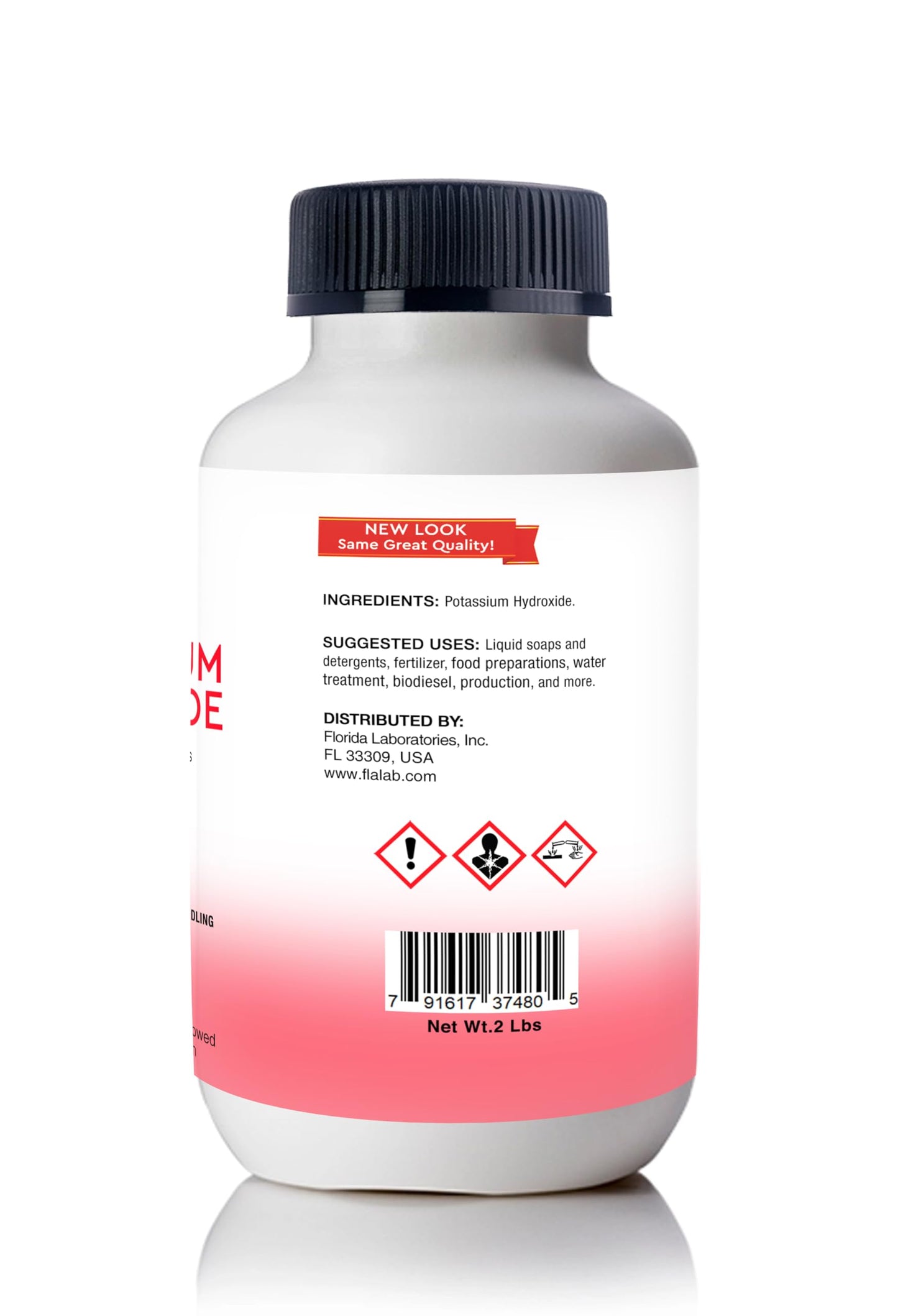 Florida Laboratories Potassium Hydroxide 90% Pure Food Grade Caustic Potash USP Powder 64 Ounce