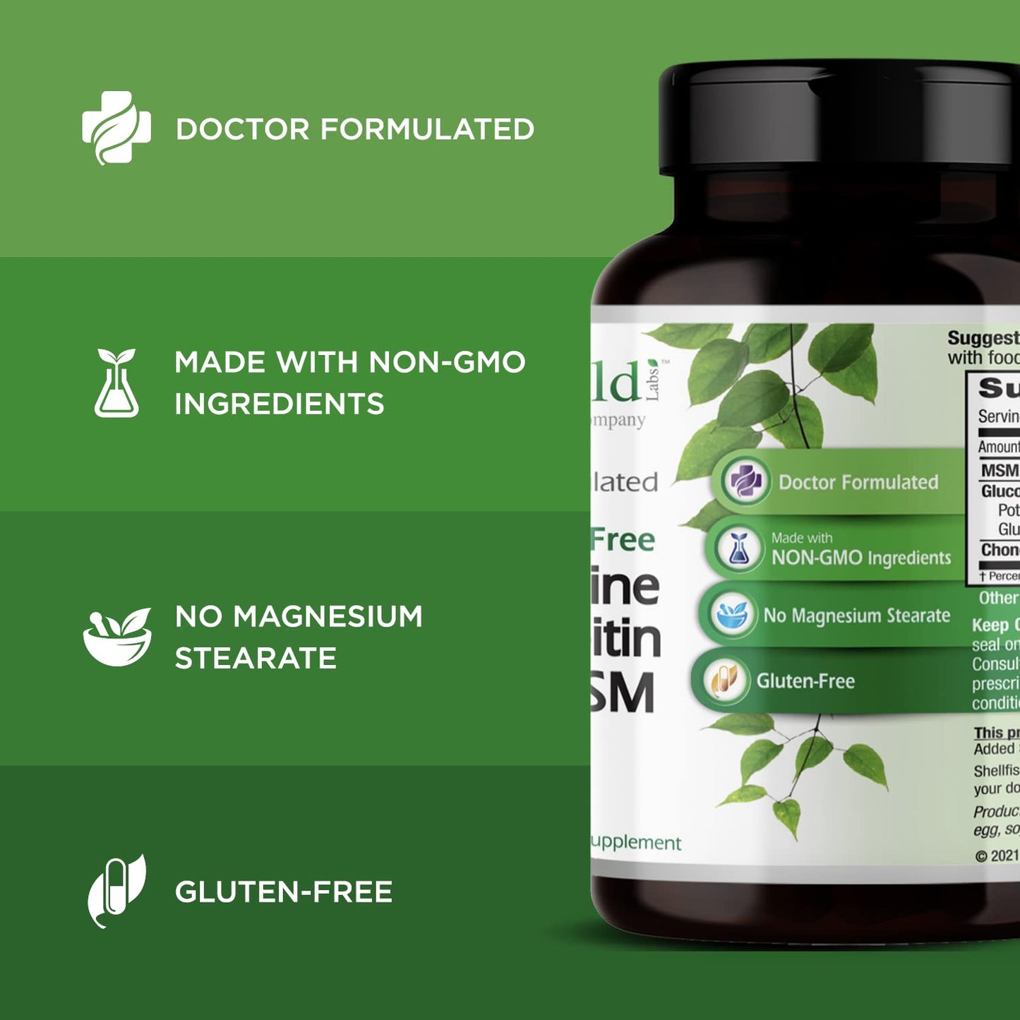 Emerald Labs Glucosamine & Chondroitin with MSM - Bone Health & Joint Health Supplement - Gluten-Free 120 Capsules