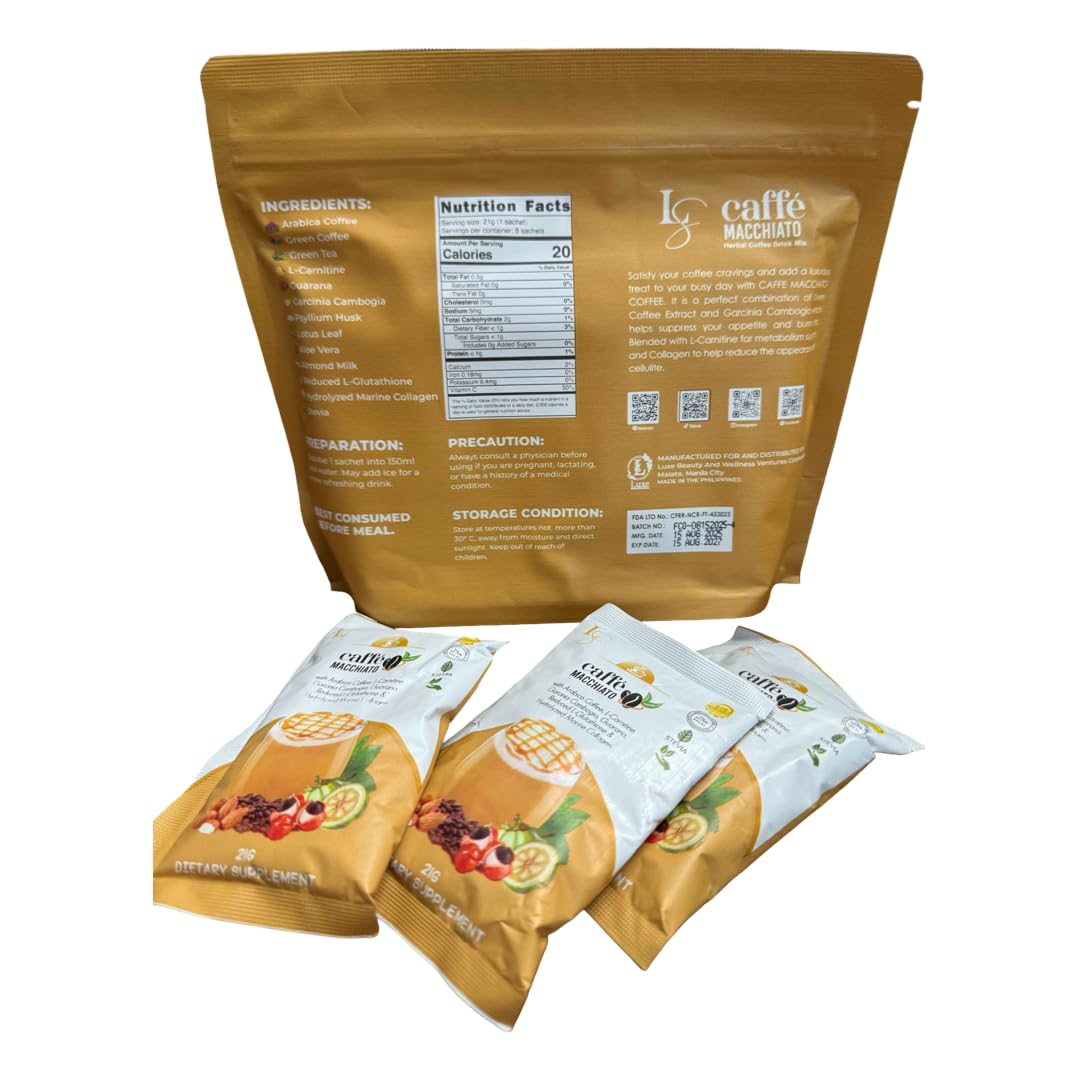 Generic Luxe Slim Cafe Macchiato with Hydrolyzed Collagen & Glutathione Powder, 7.4075