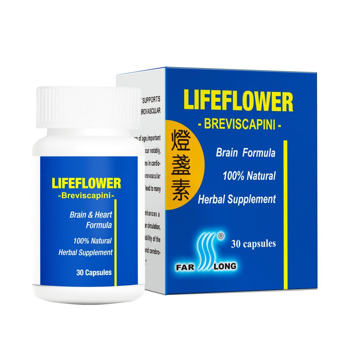 FAR LONG Lifeflower 100% All Natural Youthful Brain Herbal Supplement Capsule, 30 Capsules