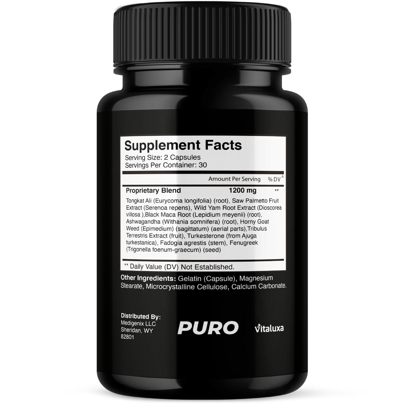 Vitaluxa Puro Vitality Boost Premium Blend Supplement Maximum Strength Daily Natural Vitamins Booster Capsules, 60 Capsules