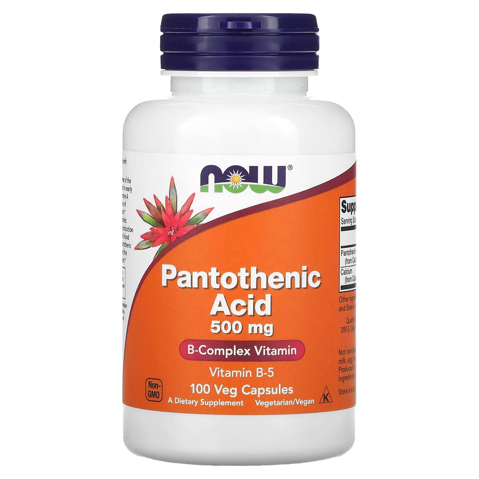 NOW Foods Pantothenic Acid 500mg Capsules, 100 Count
