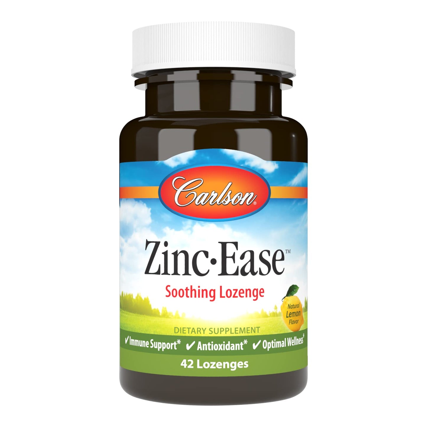Carlson Zinc-Ease Soothing Lozenges, Zinc Citrate, Lemon, 42 Lozenges