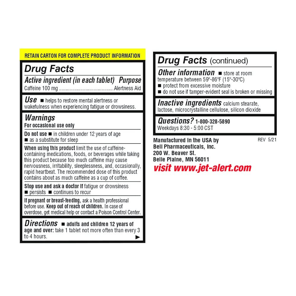 Jet-Alert Caffeine Tablet 100 mg, 120 Count