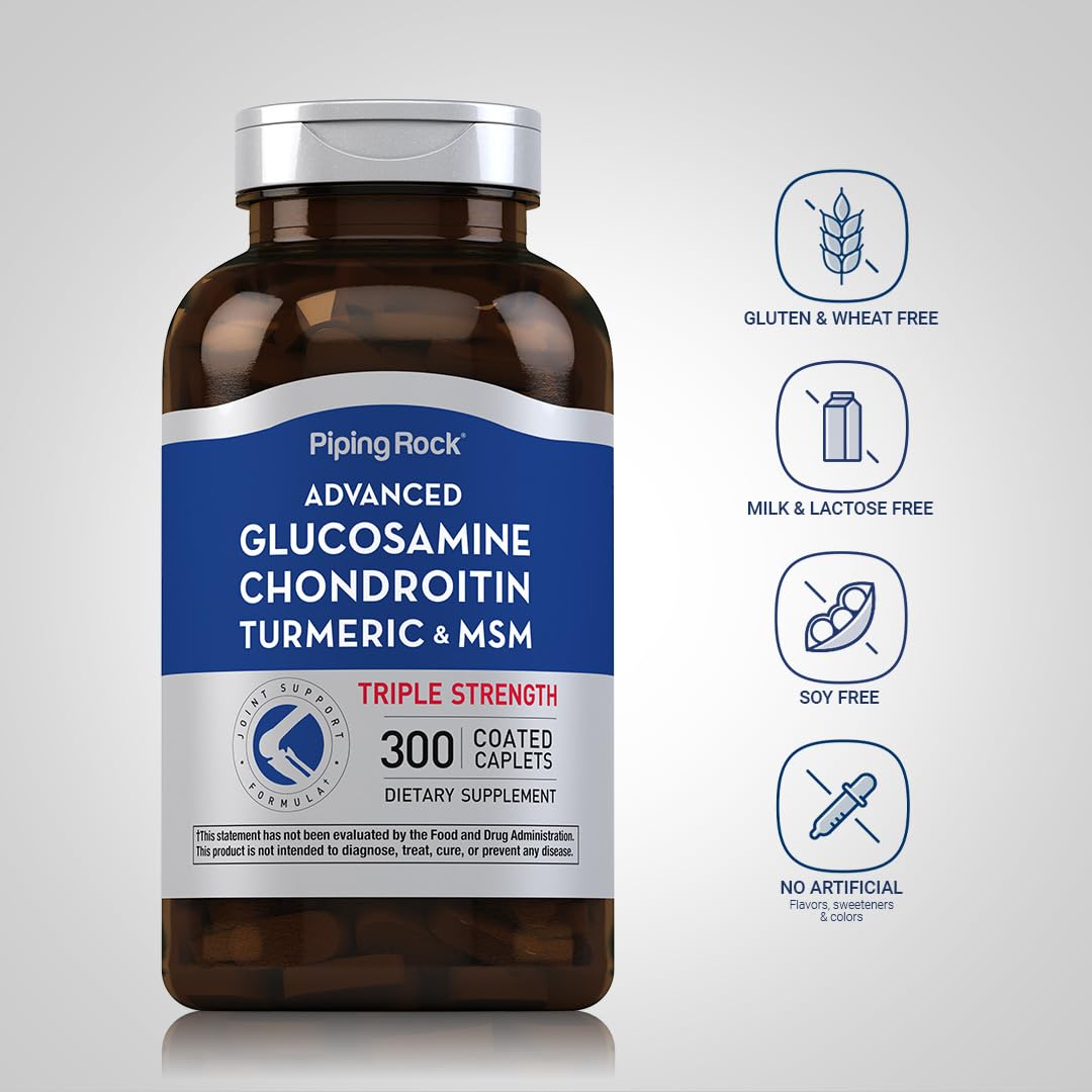 Piping Rock Glucosamine Chondroitin MSM Turmeric Caplets 300