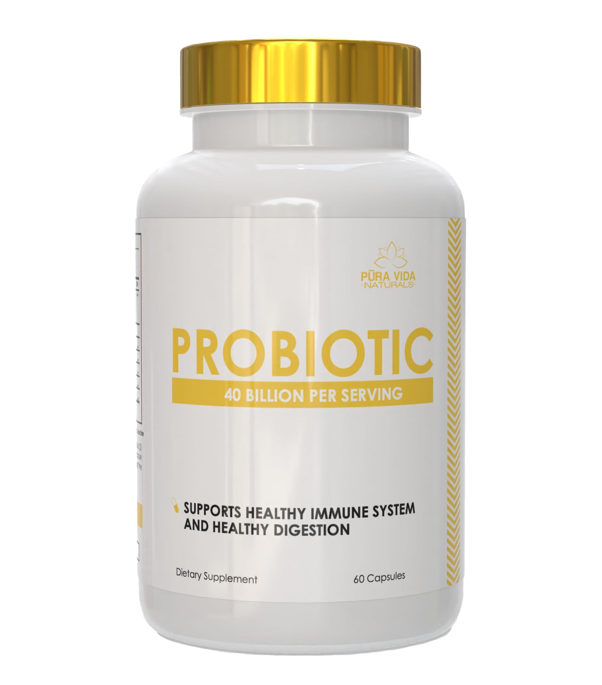 NutraForce Pura Vida Naturals Probiotics 40 Billion CFU Per Serving, Supports Healthy Immune System & Digestion, 60 Capsules