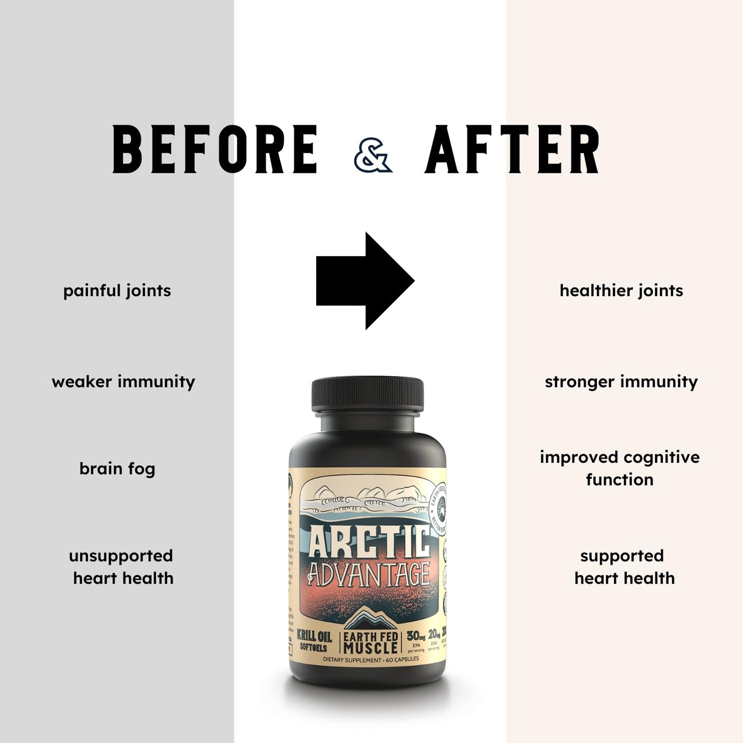 Earth Fed Muscle Arctic Advantage Krill Oil 500mg Capsules, 60 Count