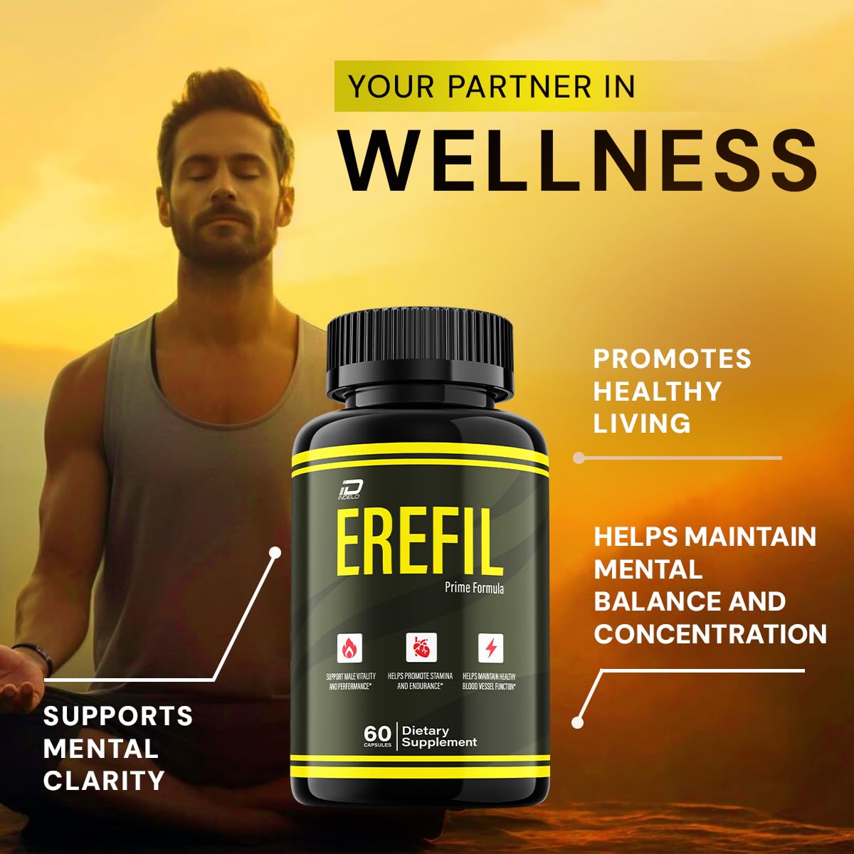 Indelo Erefil Advanced Formula Supplement Capsules, 60 Count