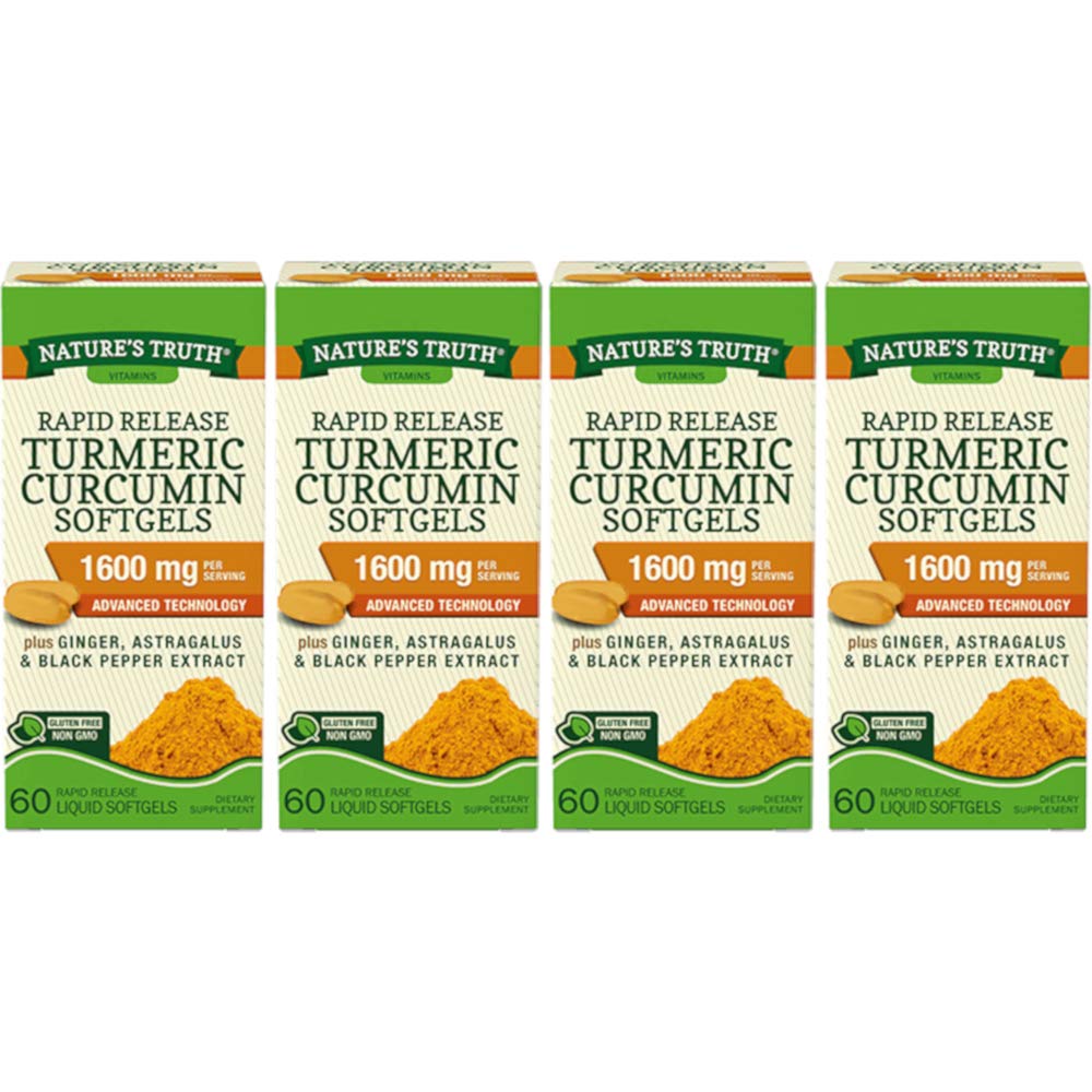 Nature's Truth Rapid Release Turmeric Curcumin Softgels, 1600mg, 240 Softgels