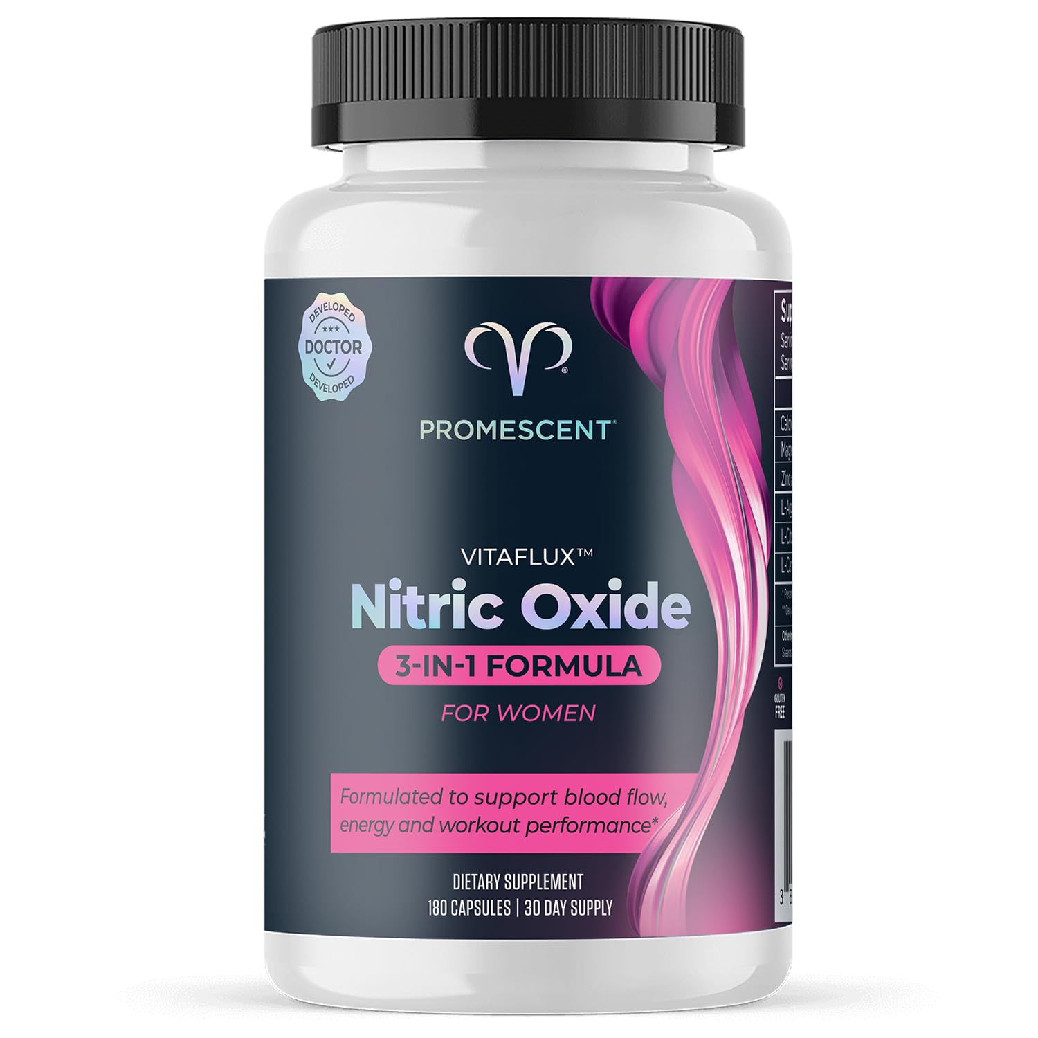 Promescent VitaFLUX Women's Nitric Oxide Booster Capsules, 180 Capsules