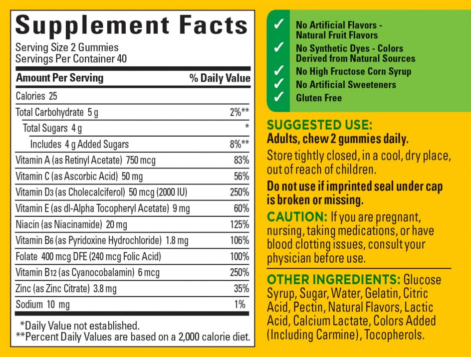 cuteuny Fruity Multivitamin Gummies for Adults, 60 Count