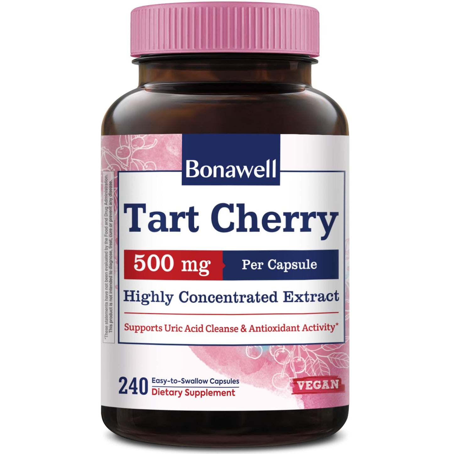 Bonawell Tart Cherry 500mg Extract Capsule, 240 Capsules