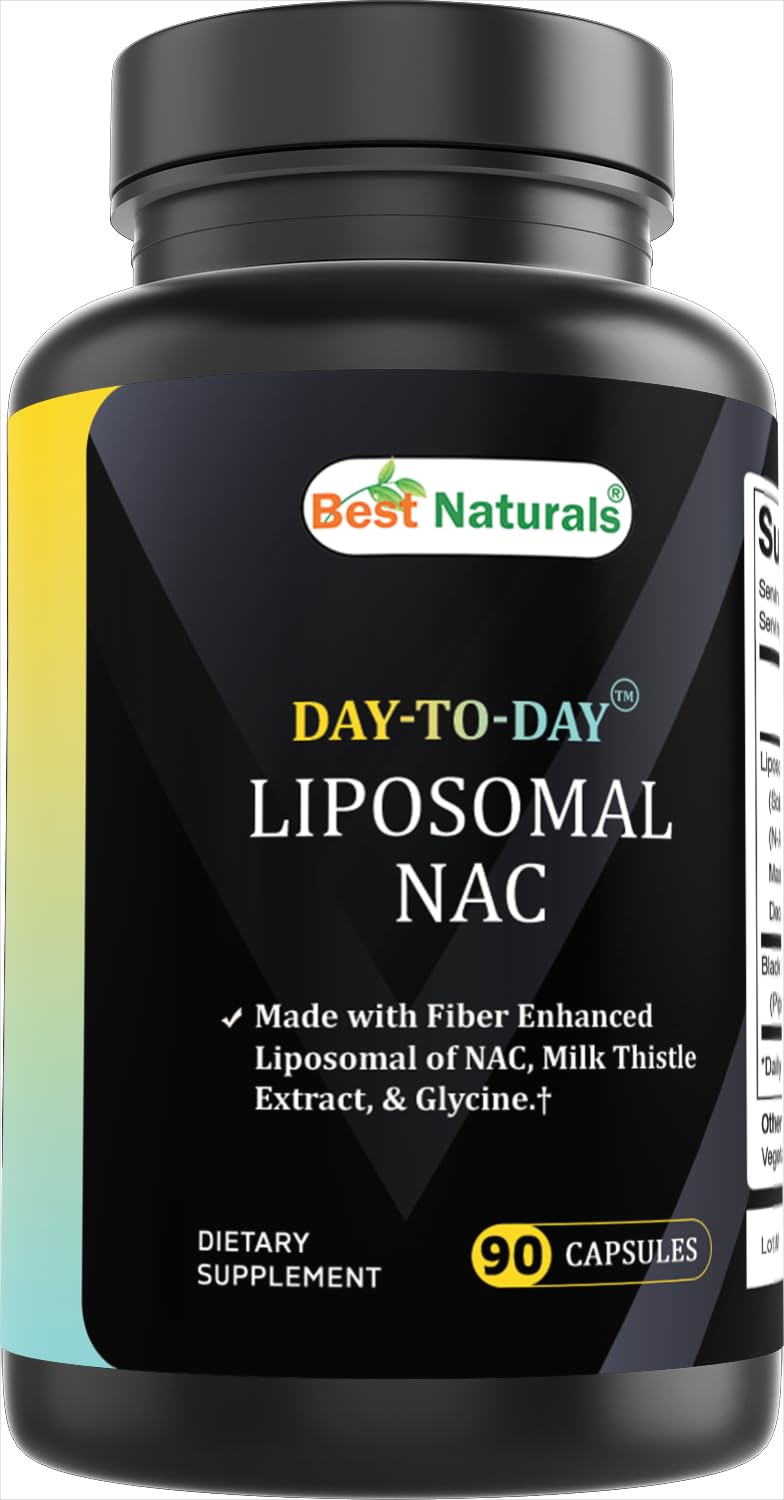 Best Naturals Liposomal NAC Complex 1500 mg Per Serving with Black Pepper Extract, NAC, Milk Thistle Extract & Glycine, Fiber Enhanced Formula Capsules 90 Count