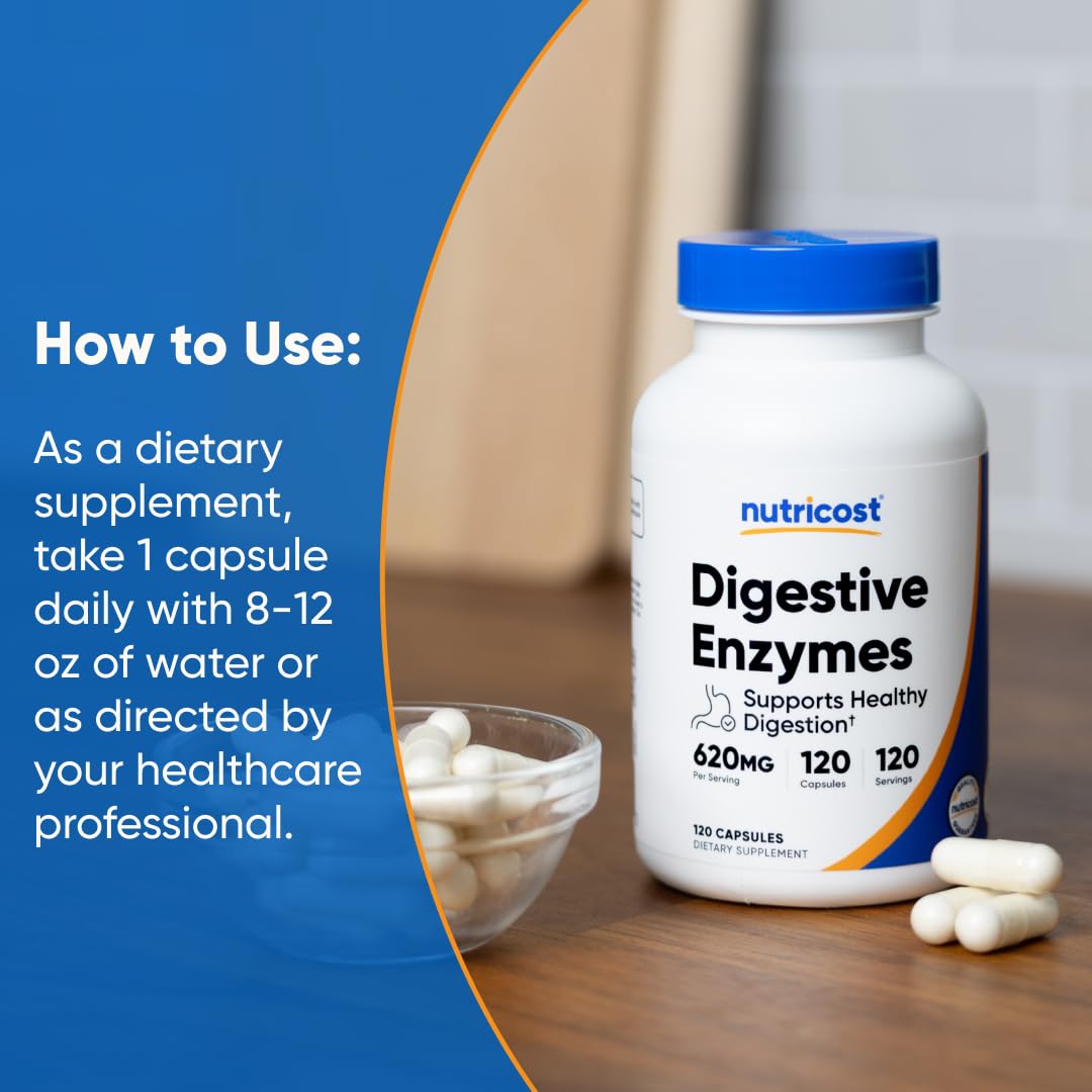 Nutricost Digestive Enzymes 620mg, 120 Capsules
