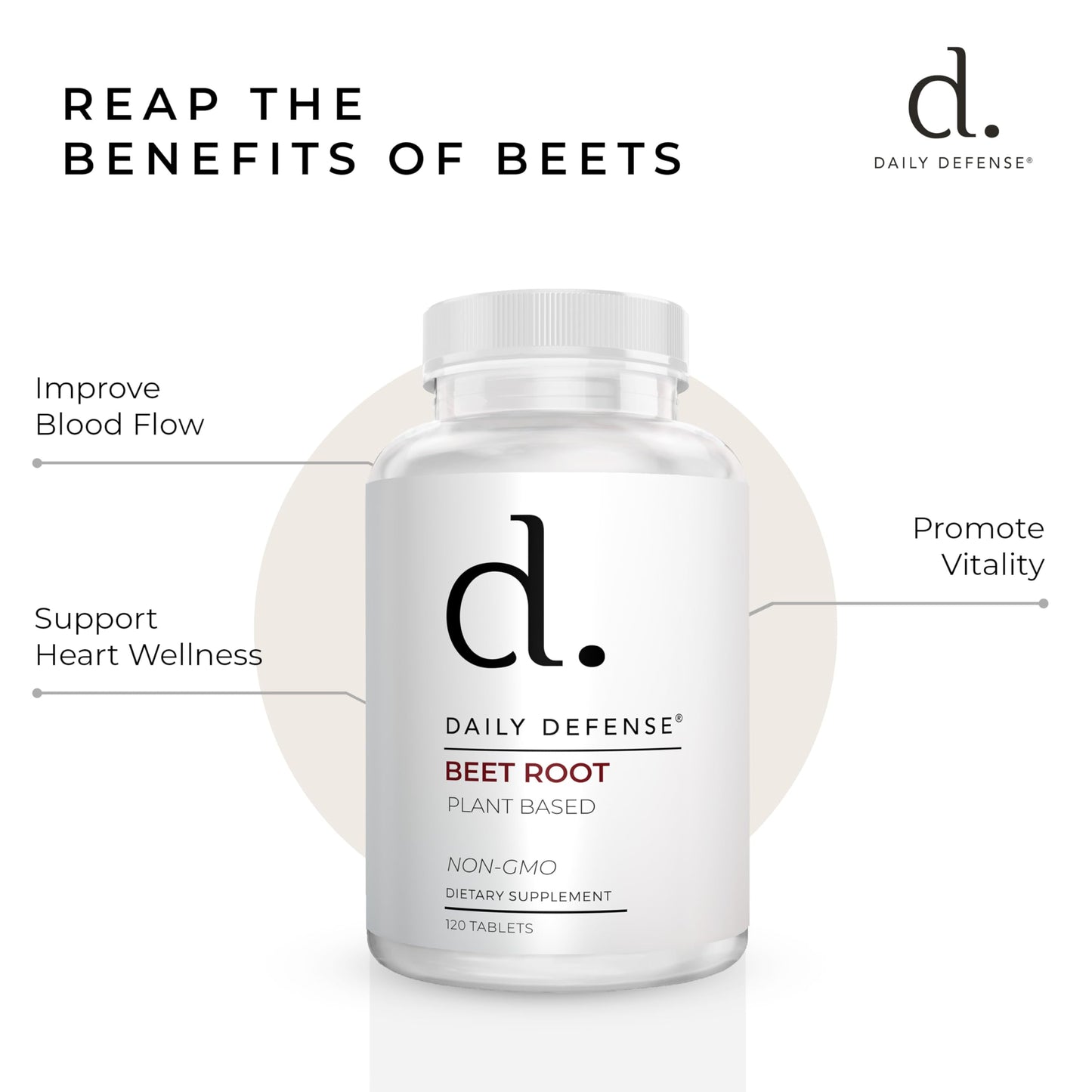 Daily Defense Beet Root Supplements Tablets 120 Count